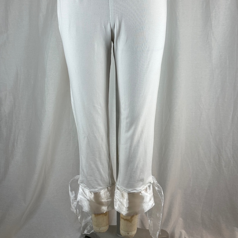 Design Todays White Knit Pants with Satin Cuff Size 1X